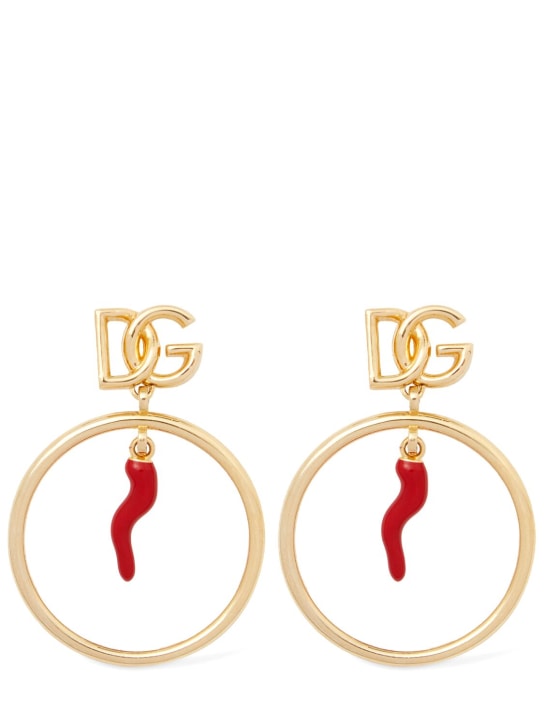 Dolce&Gabbana: DG logo & charm hoop earrings - women_0 | Luisa Via Roma