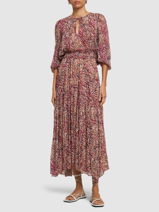 Marant Etoile: Veronique印花粘胶纤维长款半身裙 - Raspberry/Multi - women_1 | Luisa Via Roma