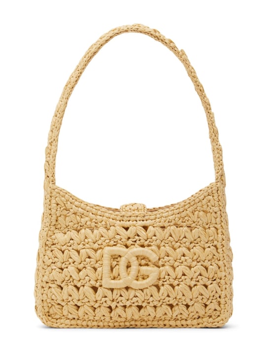 Dolce&Gabbana: 3.5 raffia shoulder bag - Naturale - women_0 | Luisa Via Roma