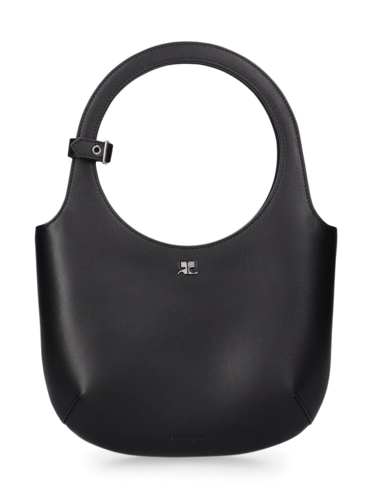 Courreges: Holy leather top handle bag - Siyah - women_0 | Luisa Via Roma