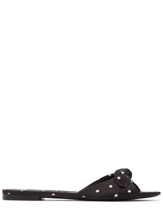 Dolce&Gabbana: 10mm Bianca satin flat sandals - Siyah/Beyaz - women_0 | Luisa Via Roma