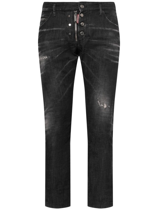 Dsquared2: Sexy Twist stretch cotton denim jeans - Black - men_0 | Luisa Via Roma