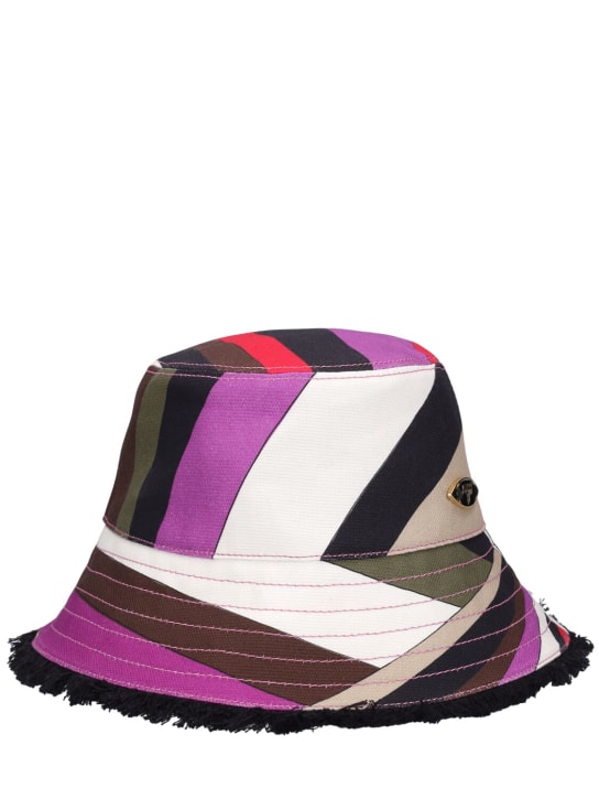 Pucci: Cotton canvas bucket hat - Fuchsia/Khaki - women_0 | Luisa Via Roma