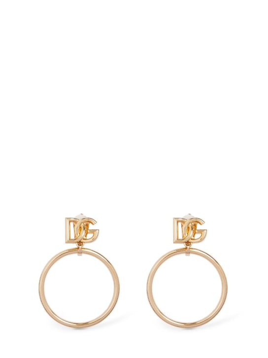 Dolce&Gabbana: DG logo hoop earrings - Gold - women_0 | Luisa Via Roma