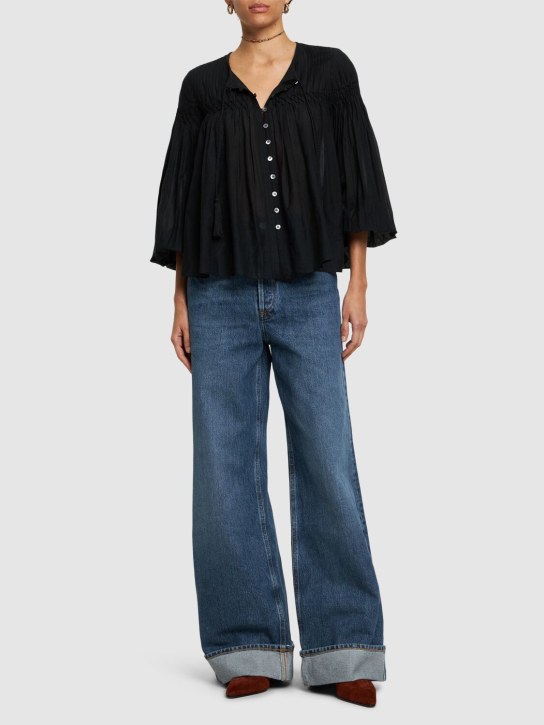 Marant Etoile: Camisa de algodón - Negro - women_1 | Luisa Via Roma