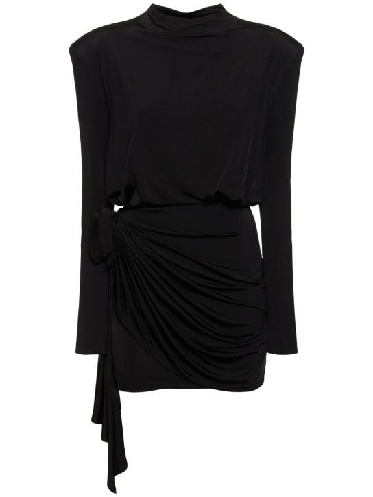 Magda Butrym: Draped jersey mini dress - Siyah - women_0 | Luisa Via Roma