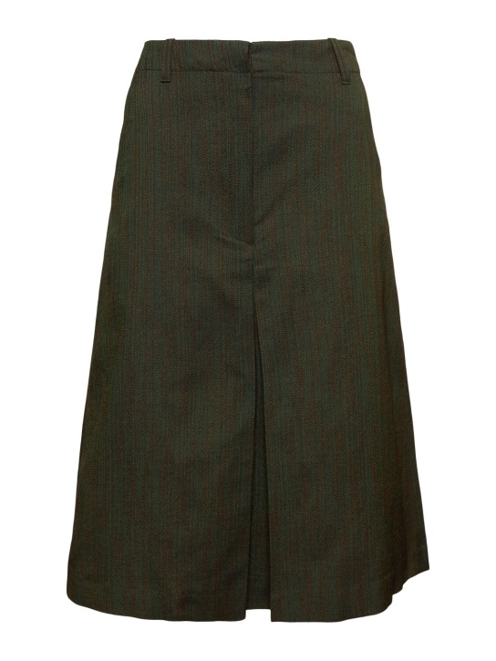 Dries Van Noten: Heavy cotton blend midi skirt - Yeşil - women_0 | Luisa Via Roma