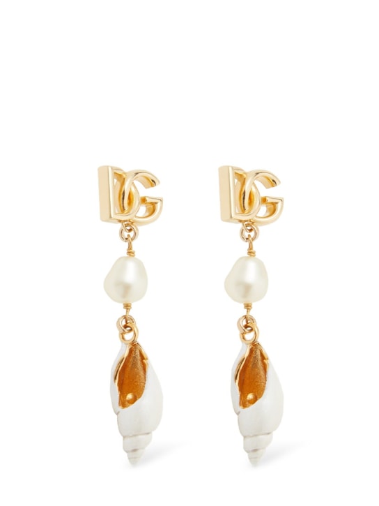 Dolce&Gabbana: DG logo & shell charm earrings - women_1 | Luisa Via Roma