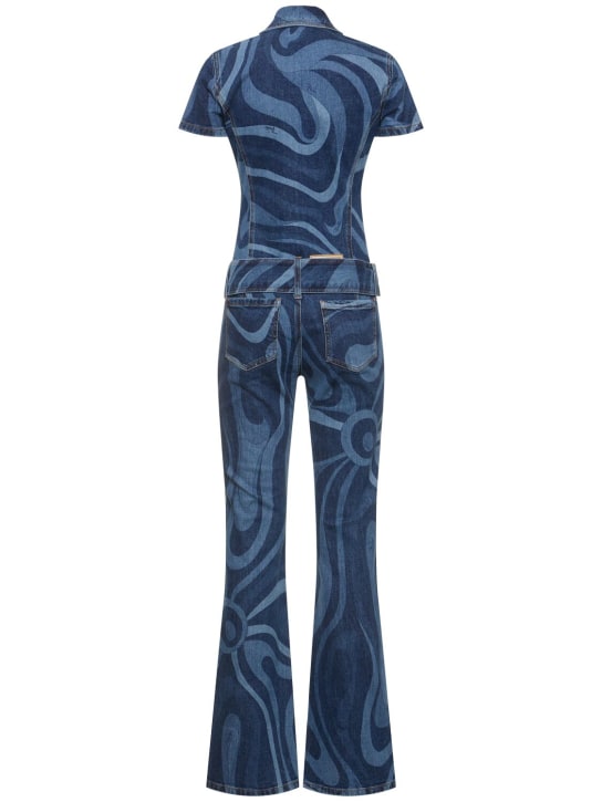 Pucci: 印花牛仔长款连身裤 - 蓝色/多色 - women_4 | Luisa Via Roma