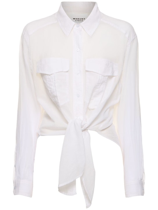 Marant Etoile: Nath self-tie cotton shirt - Beyaz - women_0 | Luisa Via Roma