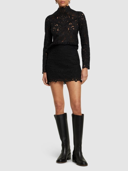 Isabel Marant: Dina lace mini skirt - Siyah - women_1 | Luisa Via Roma
