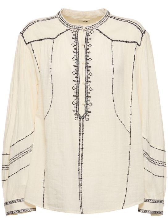 Marant Etoile: Pelson刺绣棉质衬衫 - 淡褐色 - women_0 | Luisa Via Roma