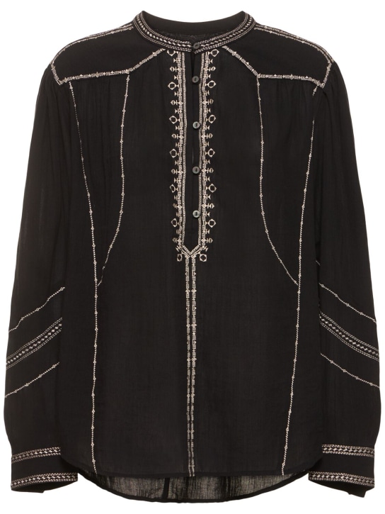 Marant Etoile: Camisa de algodón - Negro - women_0 | Luisa Via Roma