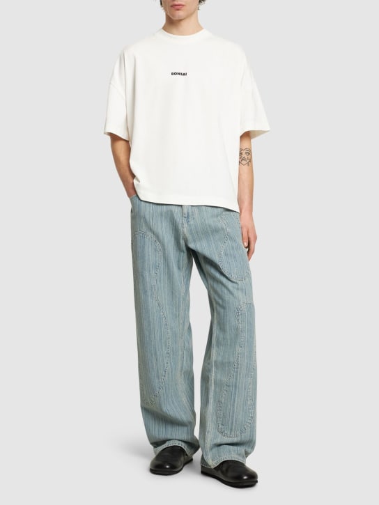 Bonsai: Baumwoll-T-Shirt mit Logodruck - Weiß/Schwarz - men_1 | Luisa Via Roma