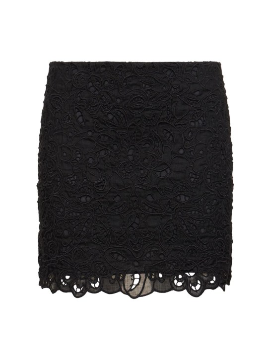 Isabel Marant: Dina lace mini skirt - Siyah - women_0 | Luisa Via Roma