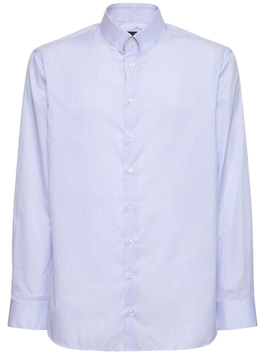 Giorgio Armani: Camisa de algodón a rayas - Brillant White - men_0 | Luisa Via Roma