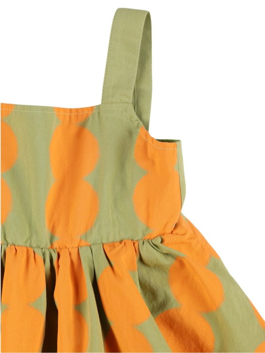 Jellymallow: Vestito in cotone a balze - Verde/Arancione - kids-girls_1 | Luisa Via Roma