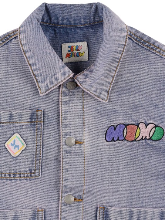 Jellymallow: Embroidered denim jacket - Pink - kids-boys_1 | Luisa Via Roma