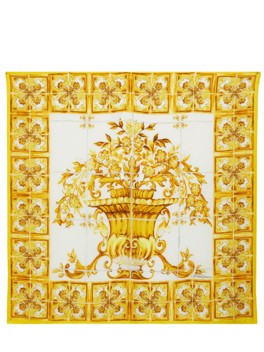 Dolce&Gabbana: Maiolica printed silk twill scarf - Yellow - women_0 | Luisa Via Roma