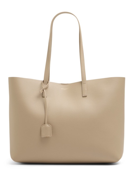 Saint Laurent: Saint Laurent leather shopping bag - Dark Beige - women_0 | Luisa Via Roma