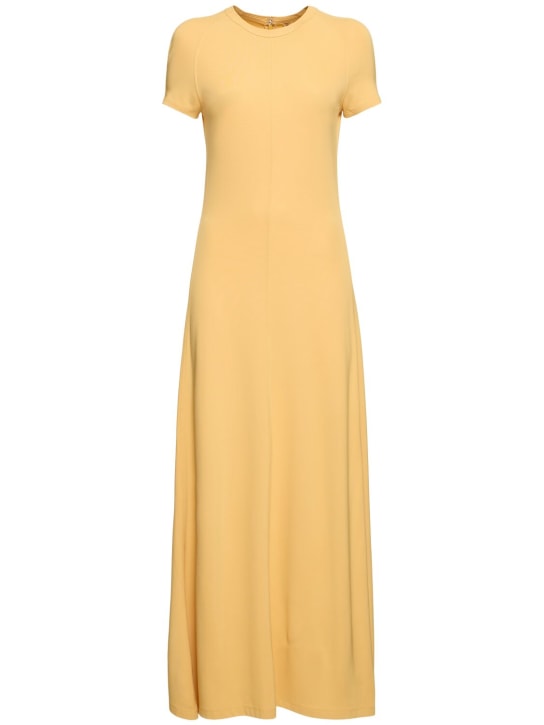 Toteme: 光滑平纹针织粘胶纤维长款连衣裙 - 黄色 - women_0 | Luisa Via Roma