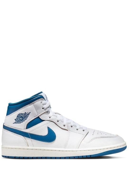 Nike: Sneakers Air Jordan 1 Mid - Blanco/Azul - men_0 | Luisa Via Roma