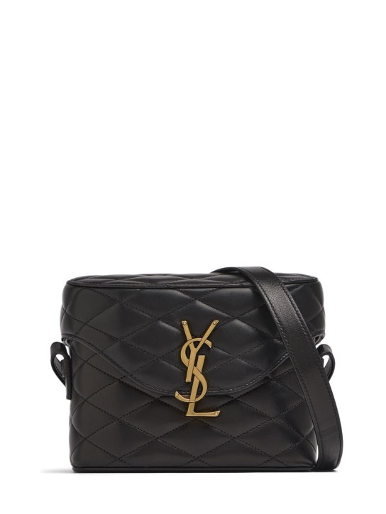 Saint Laurent: June Box leather shoulder bag - Black - women_0 | Luisa Via Roma