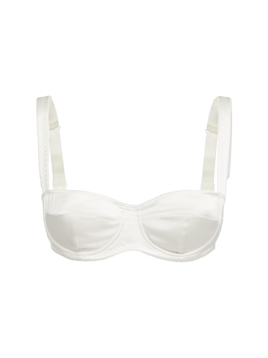 Dolce&Gabbana: Silk satin stretch underwire bra w/lace - White - women_0 | Luisa Via Roma