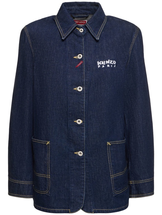 Kenzo Paris: Varsity cotton denim workwear jacket - Blue - women_0 | Luisa Via Roma