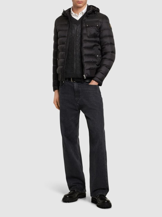 Belstaff: Streamline nylon hooded down jacket - Black - men_1 | Luisa Via Roma