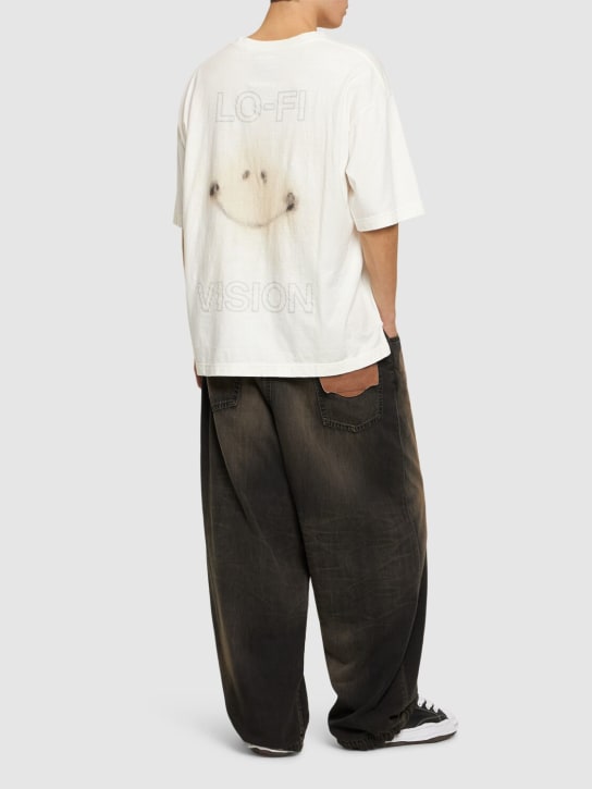 Mihara Yasuhiro: Smiley Face printed cotton t-shirt - White - men_1 | Luisa Via Roma