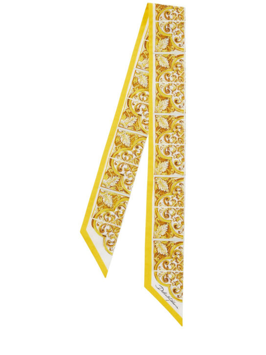 Dolce&Gabbana: Maioica printed cotton bandeau scarf - Yellow - women_0 | Luisa Via Roma