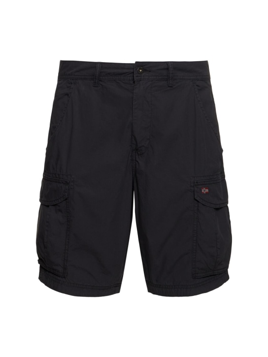 Napapijri: Noto 2.0 cotton cargo shorts - Black - men_0 | Luisa Via Roma