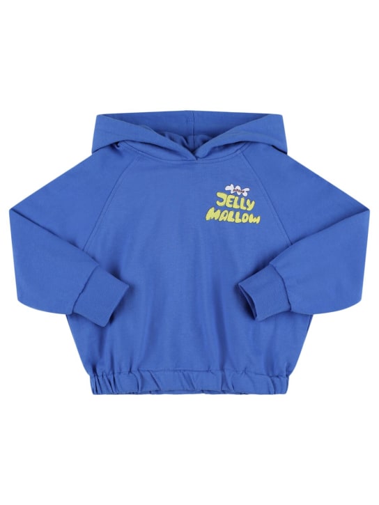Jellymallow: Logo cotton hoodie - Blue - kids-boys_1 | Luisa Via Roma