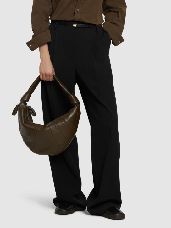 Lemaire: Fortune croissant leather shoulder bag - Dark Tobacco - women_1 | Luisa Via Roma