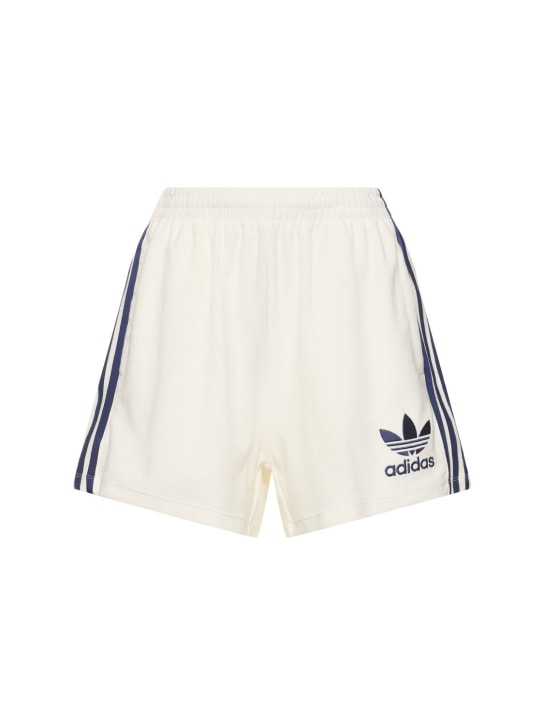 adidas Originals: Shorts in spugna - Bianco - women_0 | Luisa Via Roma