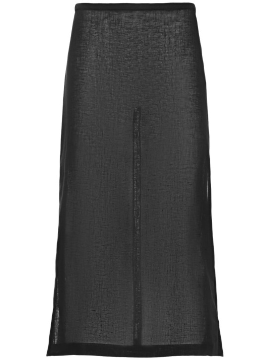 Michael Kors Collection: Crepe side slit midi skirt - Siyah - women_0 | Luisa Via Roma
