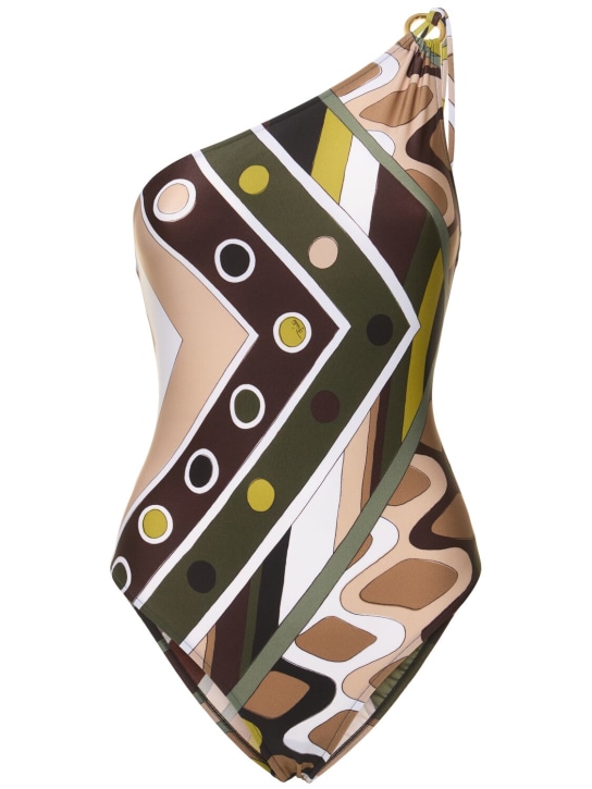 Pucci: Badeanzug aus bedrucktem Lycra - Grün/Bunt - women_0 | Luisa Via Roma