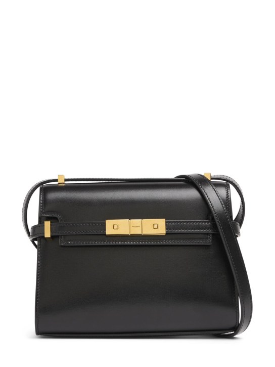 Saint Laurent: Mini Manhattan leather crossbody bag - Black - women_0 | Luisa Via Roma