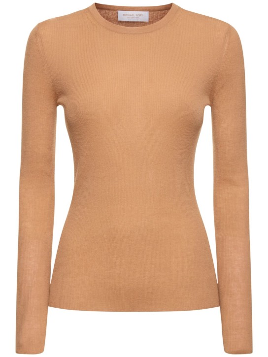 Michael Kors Collection: Hutton cashmere boatneck sweater - Bej - women_0 | Luisa Via Roma