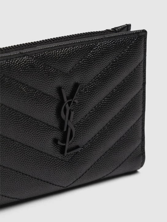Saint Laurent: Monogram leather bifold wallet - Black - women_1 | Luisa Via Roma