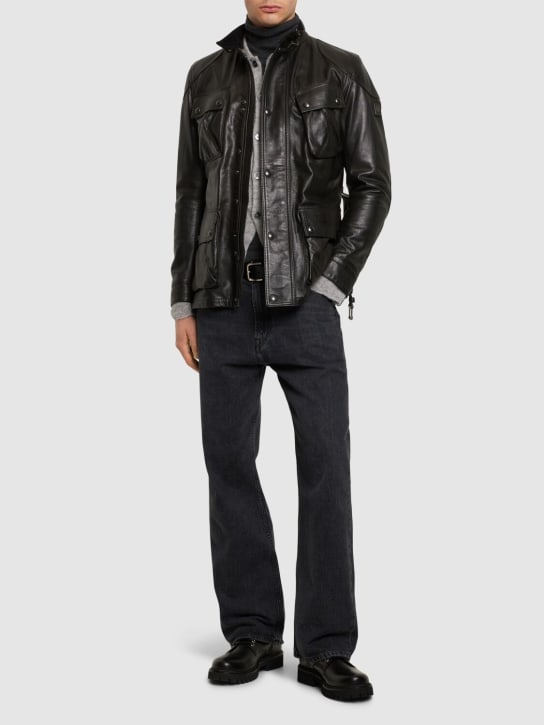 Belstaff: Veste en cuir ciré Trailmaster - Noir - men_1 | Luisa Via Roma