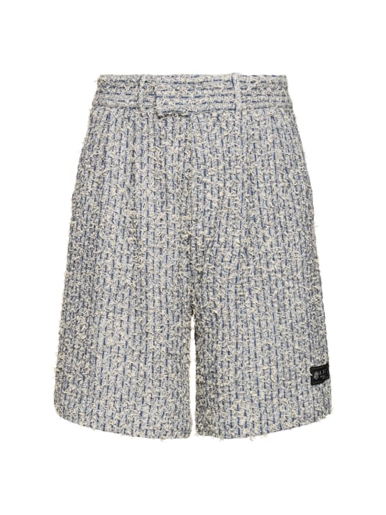 Amiri: Cotton blend bouclé tweed shorts - Mavi - men_0 | Luisa Via Roma
