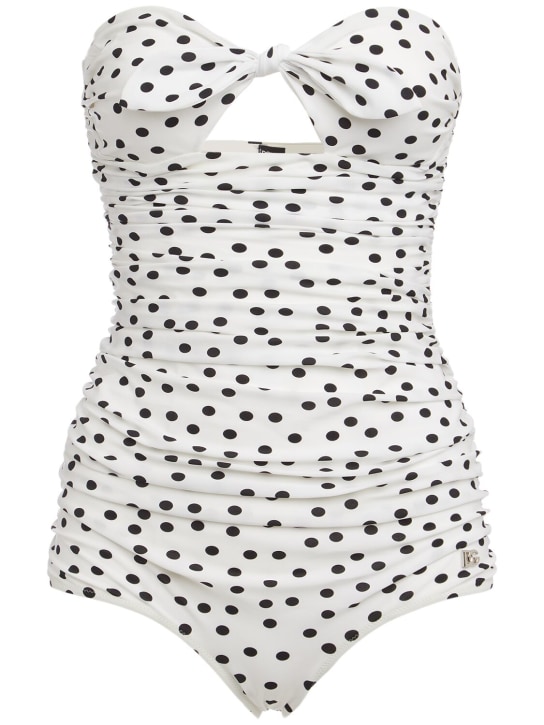 Dolce&Gabbana: Polka dots one-piece swimsuit - Black/White - women_0 | Luisa Via Roma