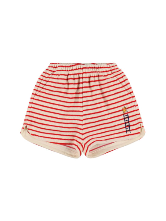 Jellymallow: Shorts in felpa di misto cotone stampato - Rosso - kids-girls_0 | Luisa Via Roma