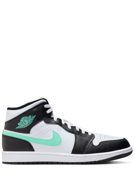 Nike: Air Jordan 1 Mid sneakers - White/Green Glo - men_0 | Luisa Via Roma
