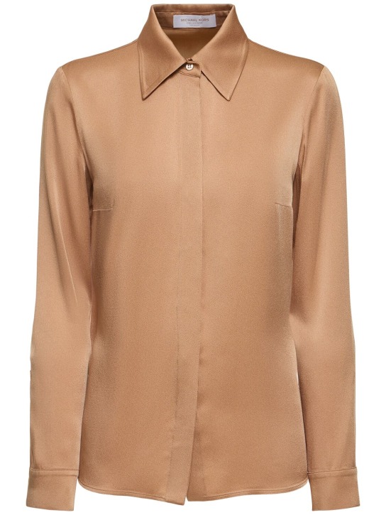 Michael Kors Collection: Hansen satin shirt - Bej - women_0 | Luisa Via Roma