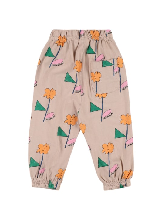 Jellymallow: Pantaloni in felpa di cotone stampata - Beige/Multi - kids-girls_1 | Luisa Via Roma