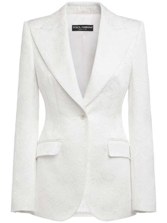 Dolce&Gabbana: Single breasted cotton blend jacket - White - women_0 | Luisa Via Roma