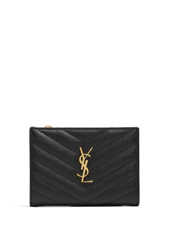 Saint Laurent: YSL leather wallet - Black - women_0 | Luisa Via Roma